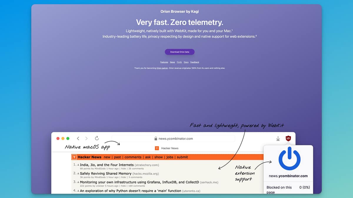 Orion: A Fast, Private Browser For Macs